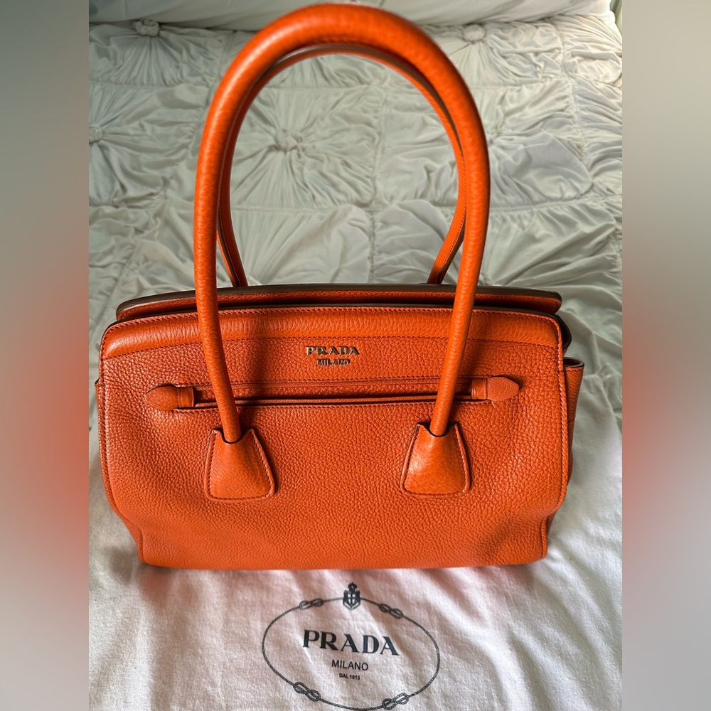 Prada Leather Vitello Daino Tote/ Shoulder/ Crossbody Bag